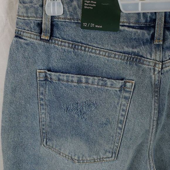 Wild Fable Women's 12 Blue Jeans High Rise Bermuda Shorts - Picture 9 of 15